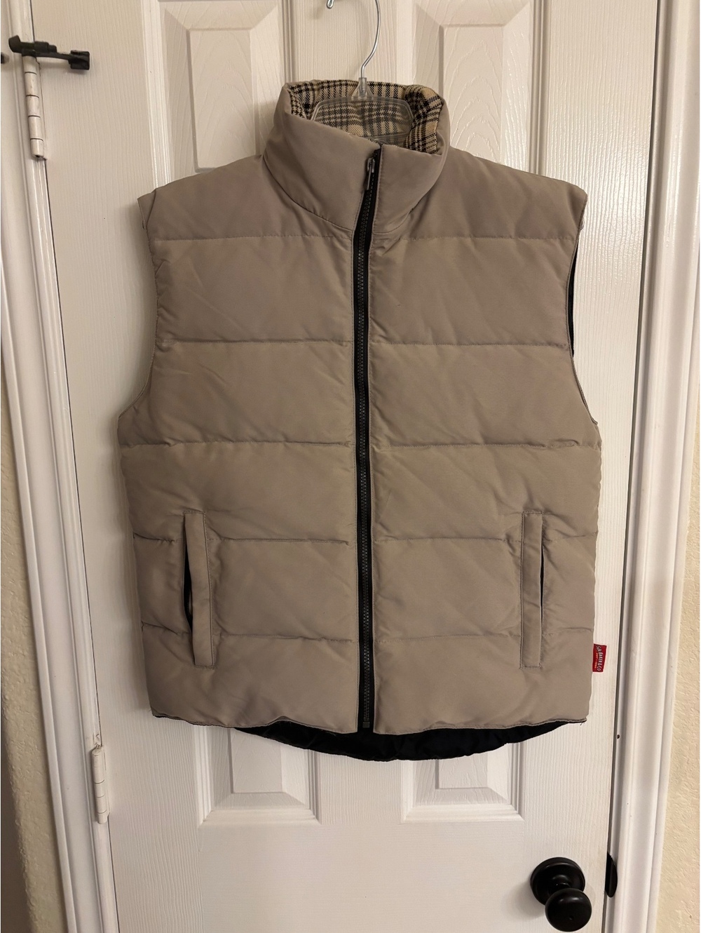 Vintage 5/A Baker Amberhill Men’s XS Down Puffer Vest Beige Plaid Lined Canada